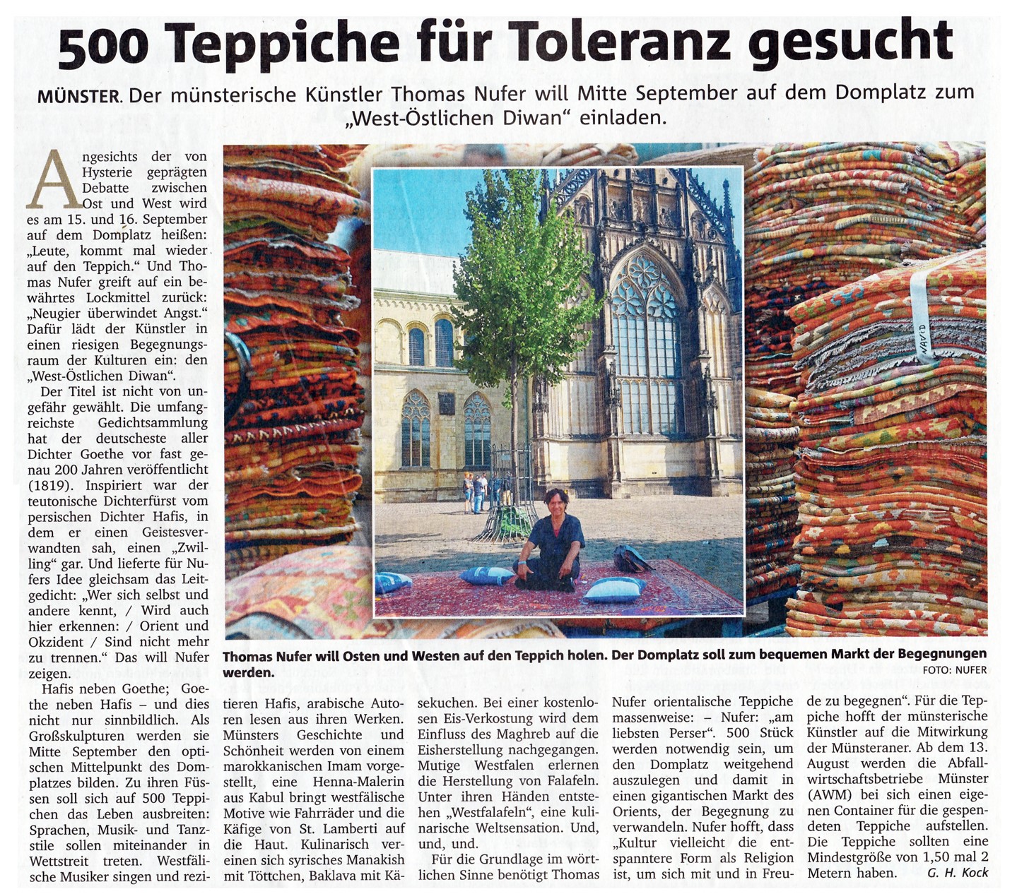 zeitungsartikel 500 teppiche für toleranz gesucht