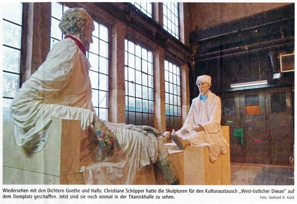 foto zeitungsartikel skulpturen goethe hafis