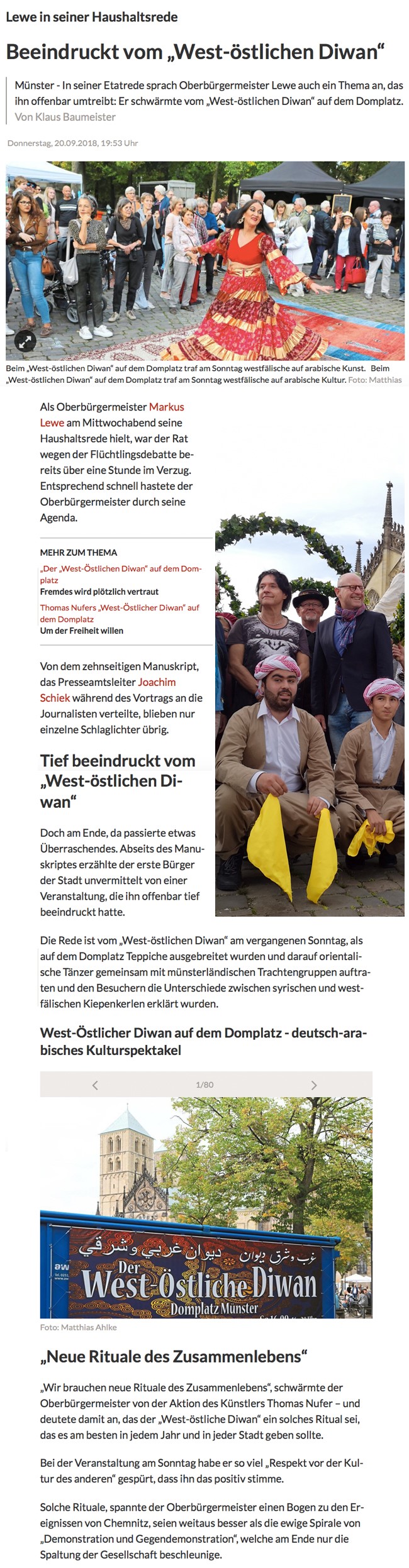 zeitungsartikel beeindruckt vom "west-östlichen diwan"