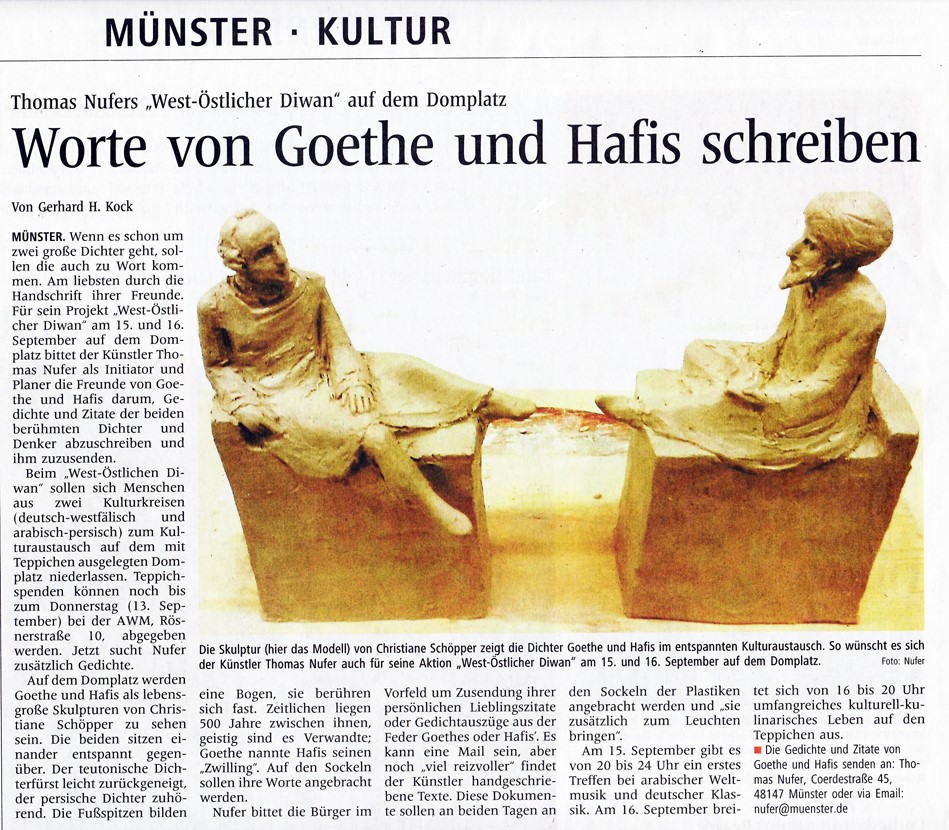 zeitungsartikel worte von goethe und hafis schreiben